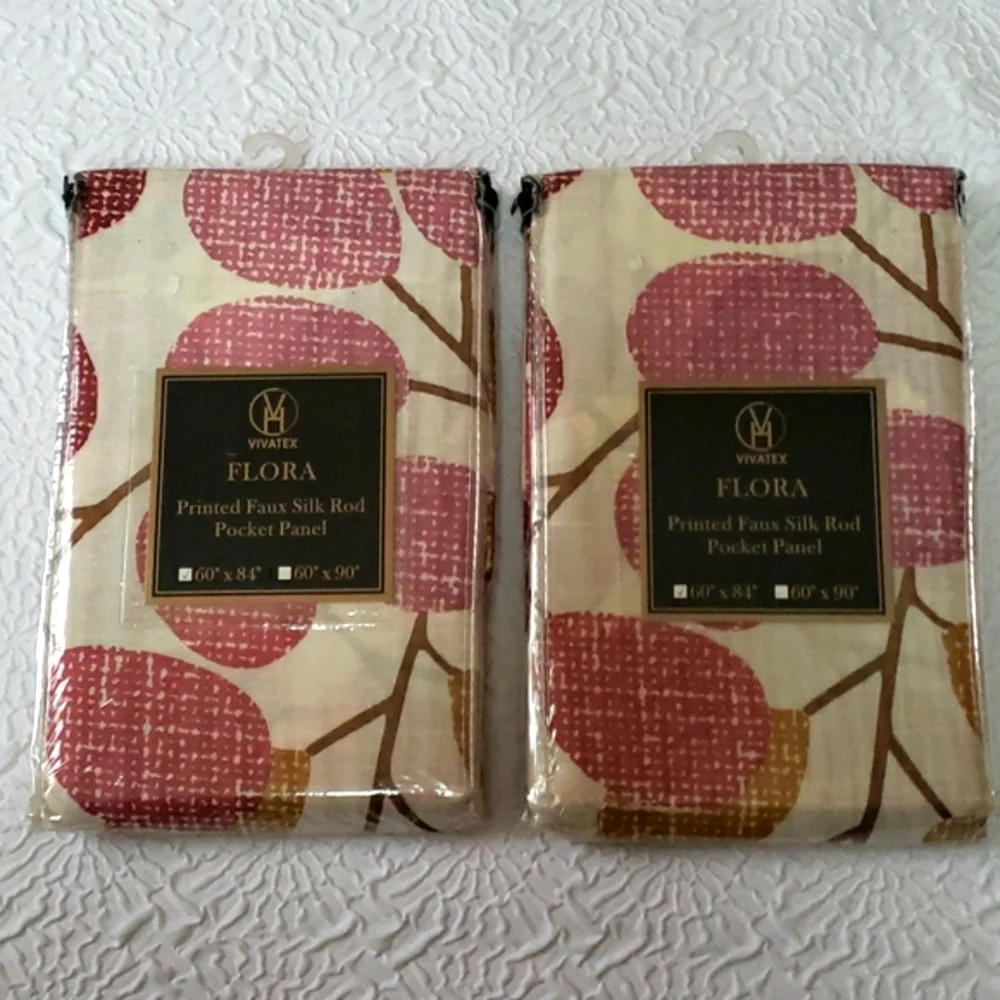 Vivatex Flora Printed Faux Silk Rod Pocket Panel Curtain 60